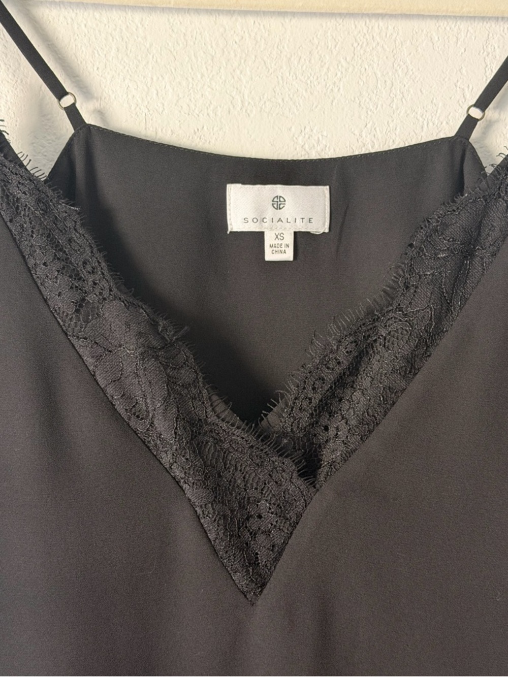 Socialite Black Lace-Trim Slip Top